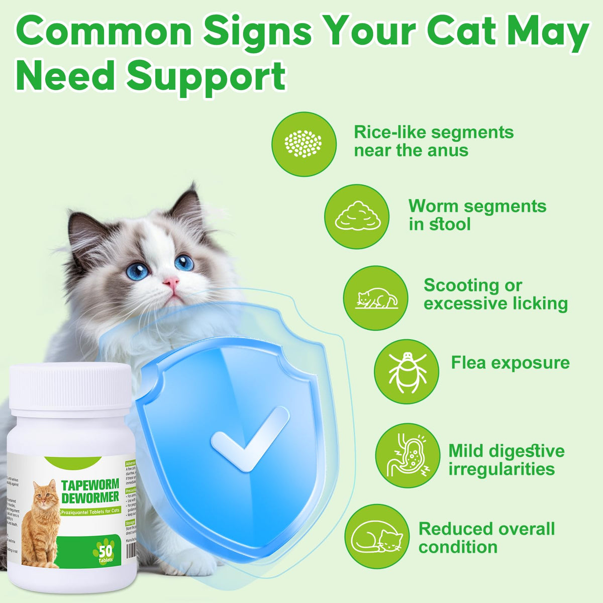 Cat Tapeworm Dewormer Tablets 50 Tablets T292
