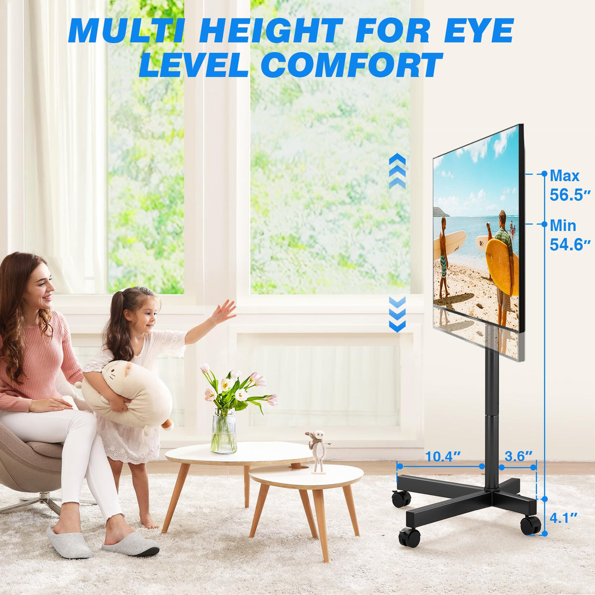 Mobile TV Cart Rolling TV Stand for 23-65 Inch Screens W989678