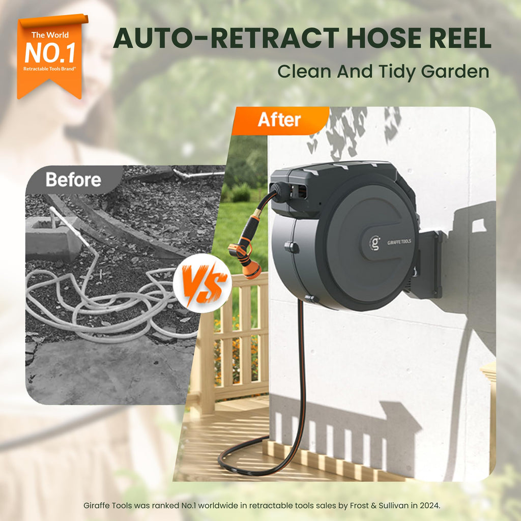 Retractable Garden Hose Reel 1/2 Inch x 100 ft B6584