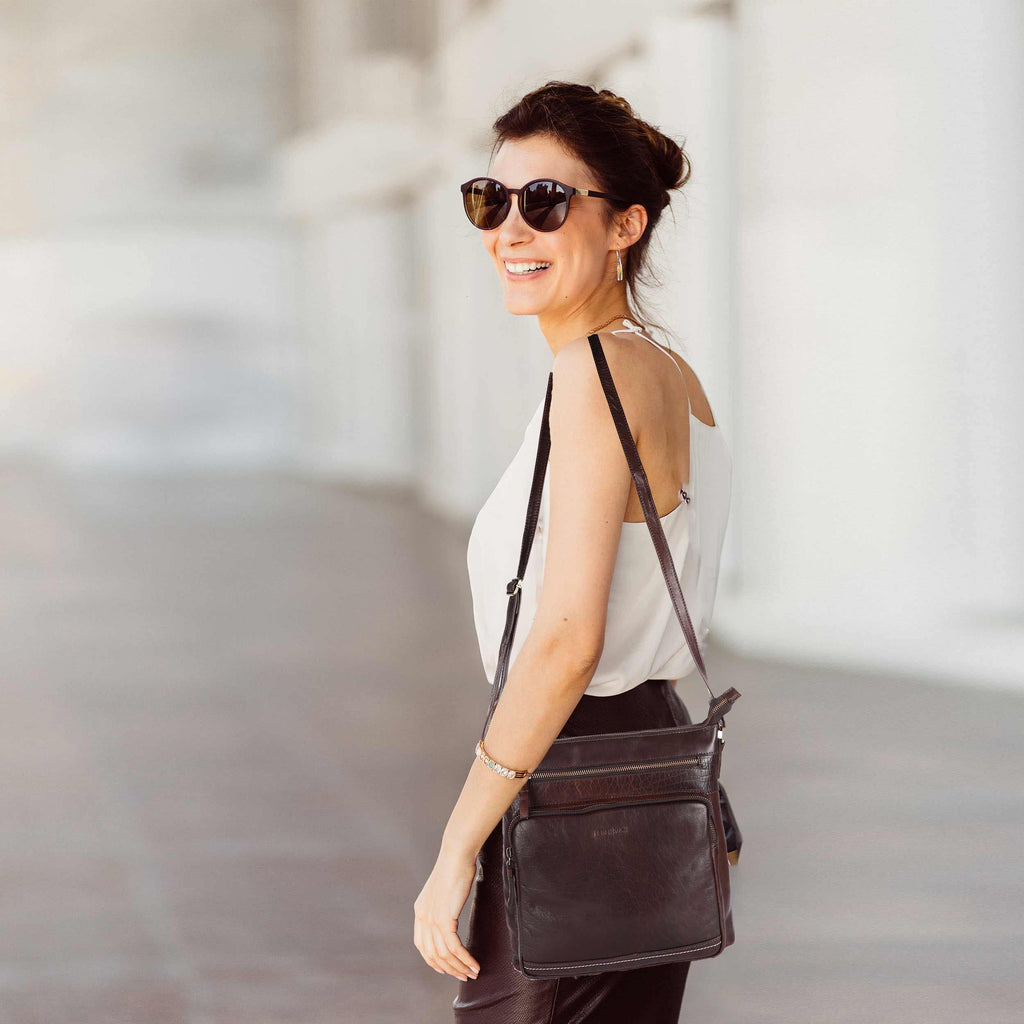 Extra-Large Genuine Leather Crossbody Purse Y244