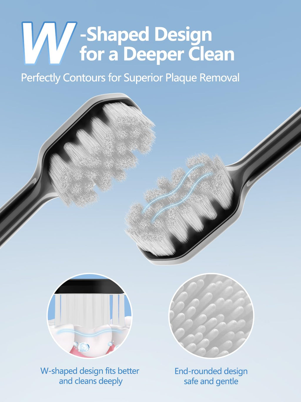 Electric Toothbrush Replacement Brush Heads 2-Pack Black N398032