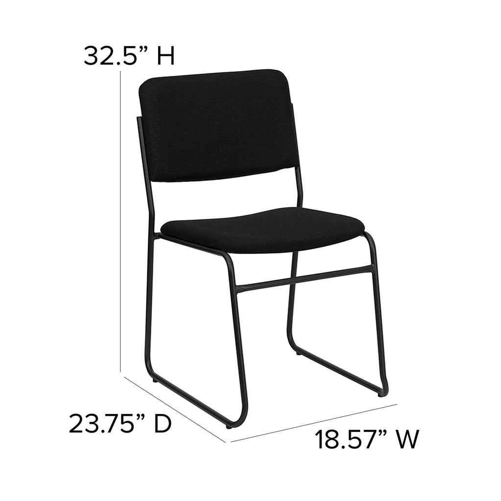 Black Fabric Stackable Chair with Sled Base Q676377