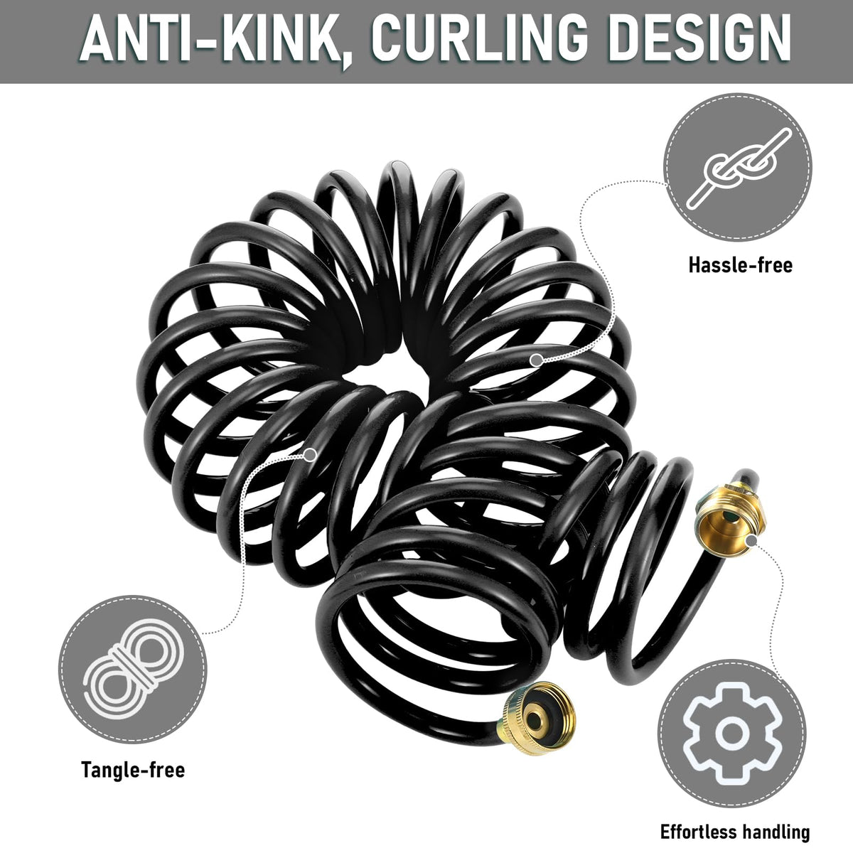Expandable Coil Garden Hose 100 ft with Spray Nozzle K3538