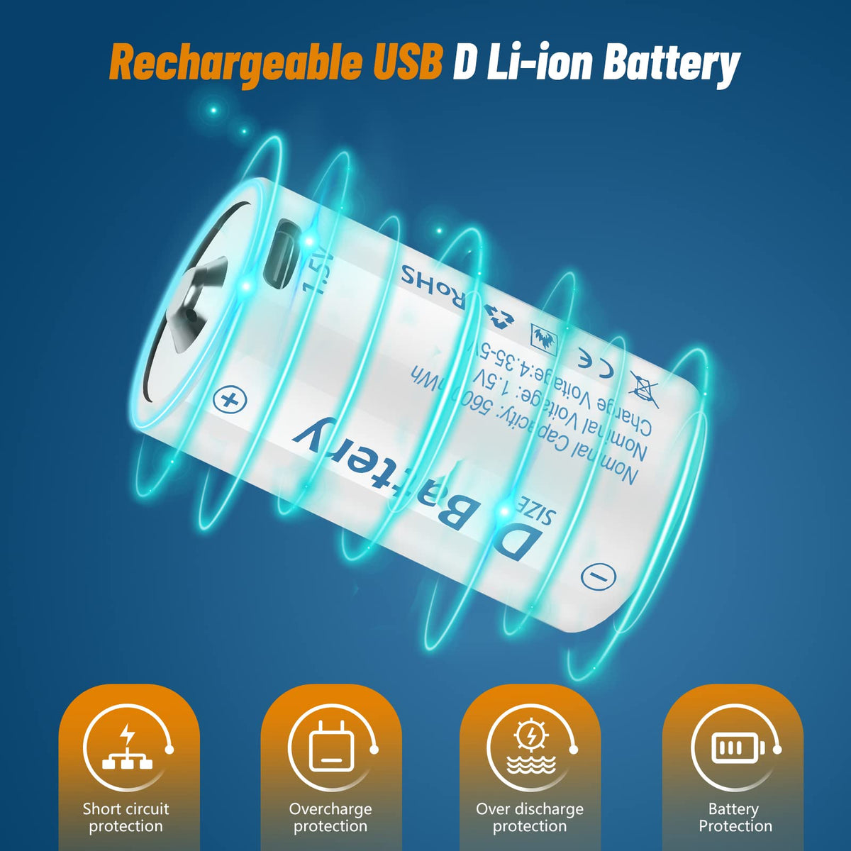 Rechargeable Lithium D Batteries 4 Pack P989320