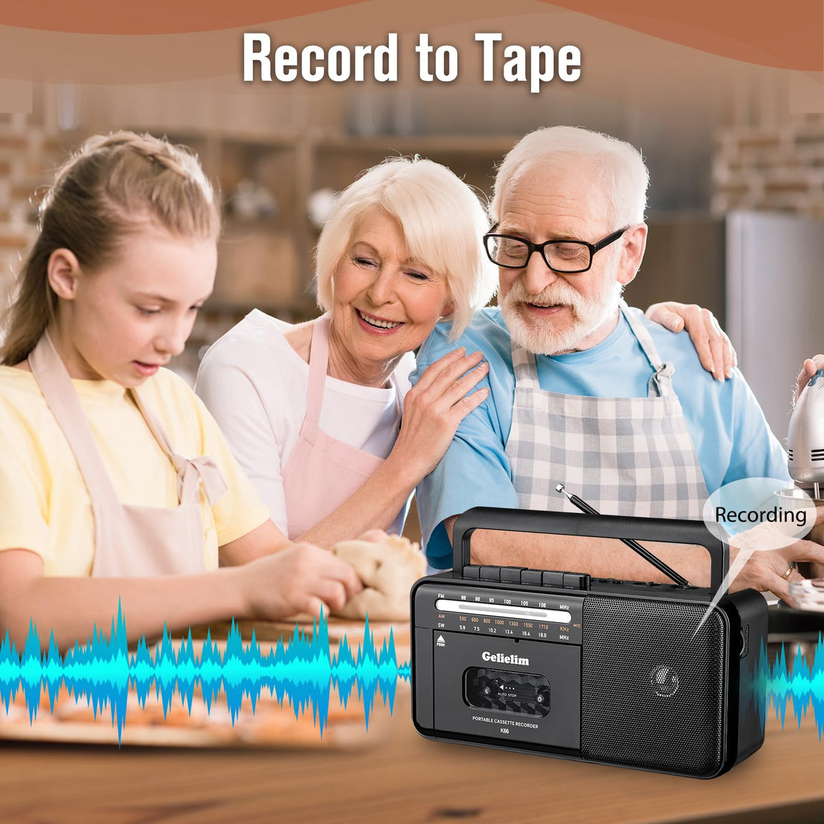 Cassette Tape Player Bluetooth Boombox AM/FM/SW Radio Stereo D668