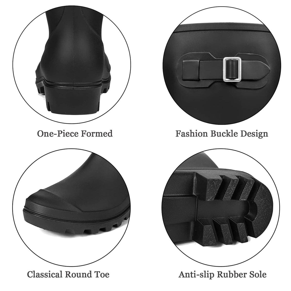 Women's Tall Waterproof Rubber Wide Calf Rain Boots M263