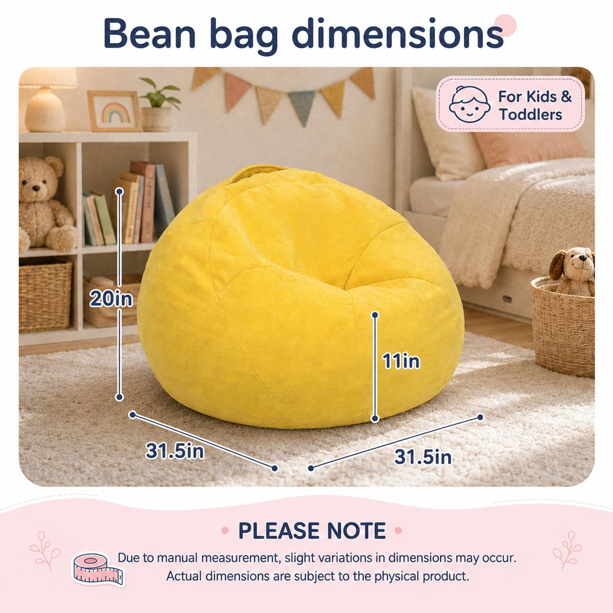 Small Yellow Bean Bag Chair D518