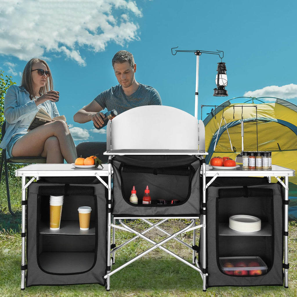 Folding Aluminum Camping Kitchen Table with Storage Bag H92984
