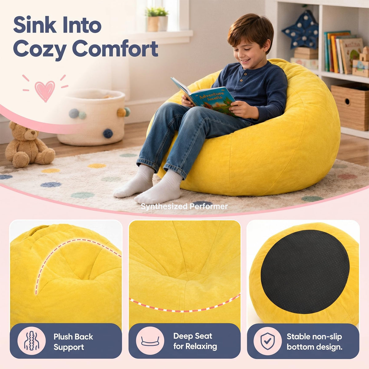 Small Yellow Bean Bag Chair D518