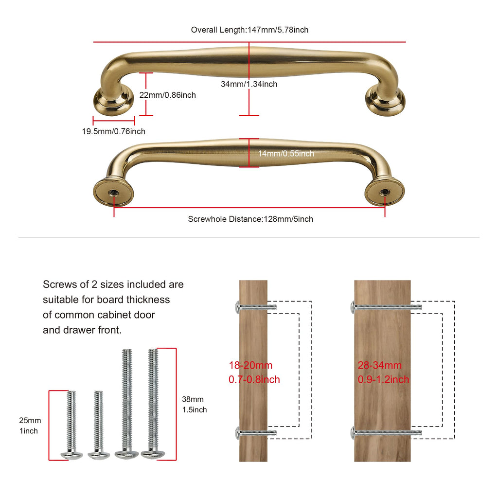 10 Pack 5" 128mm Champagne Bronze Cabinet Handles B136