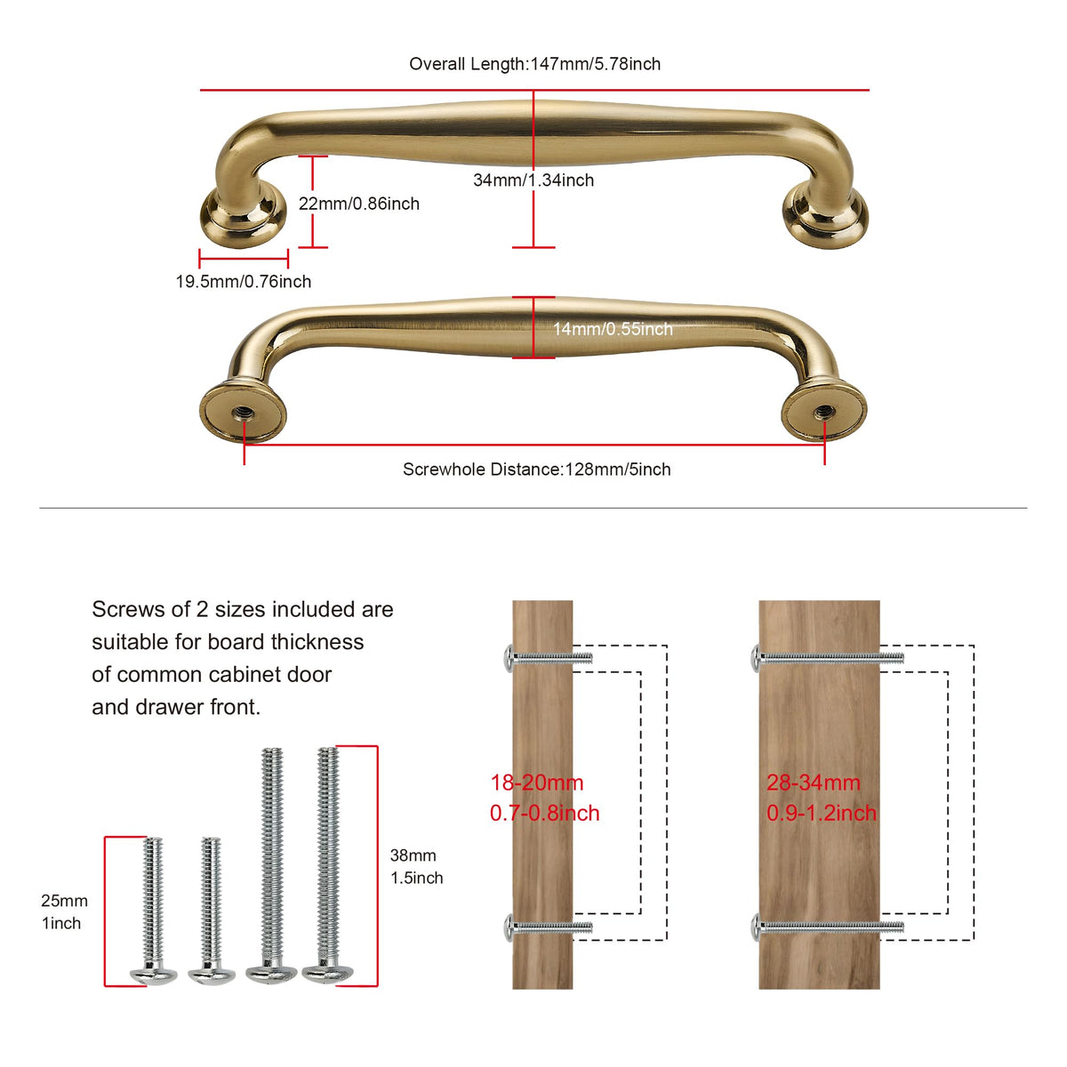 10 Pack 5" 128mm Champagne Bronze Cabinet Handles B136