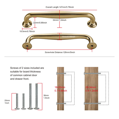10 Pack 5" 128mm Champagne Bronze Cabinet Handles B136