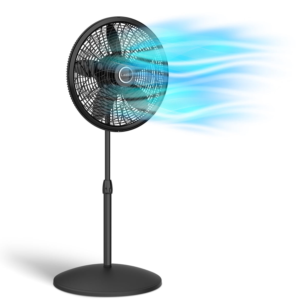 16" White Oscillating Pedestal Fan with Remote and 18" Black Adjustable Pedestal Fan Y80946