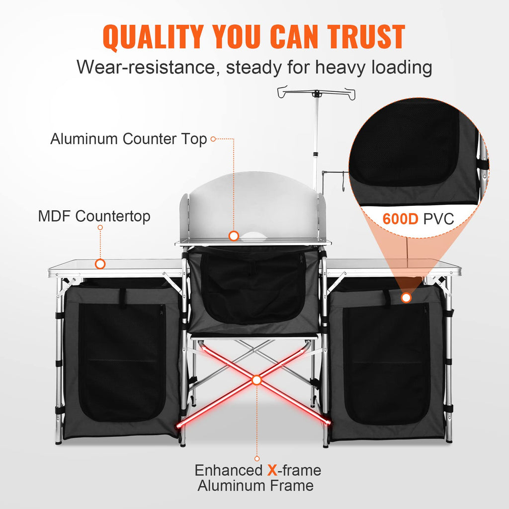 Folding Aluminum Camping Kitchen Table with Storage Bag H92984