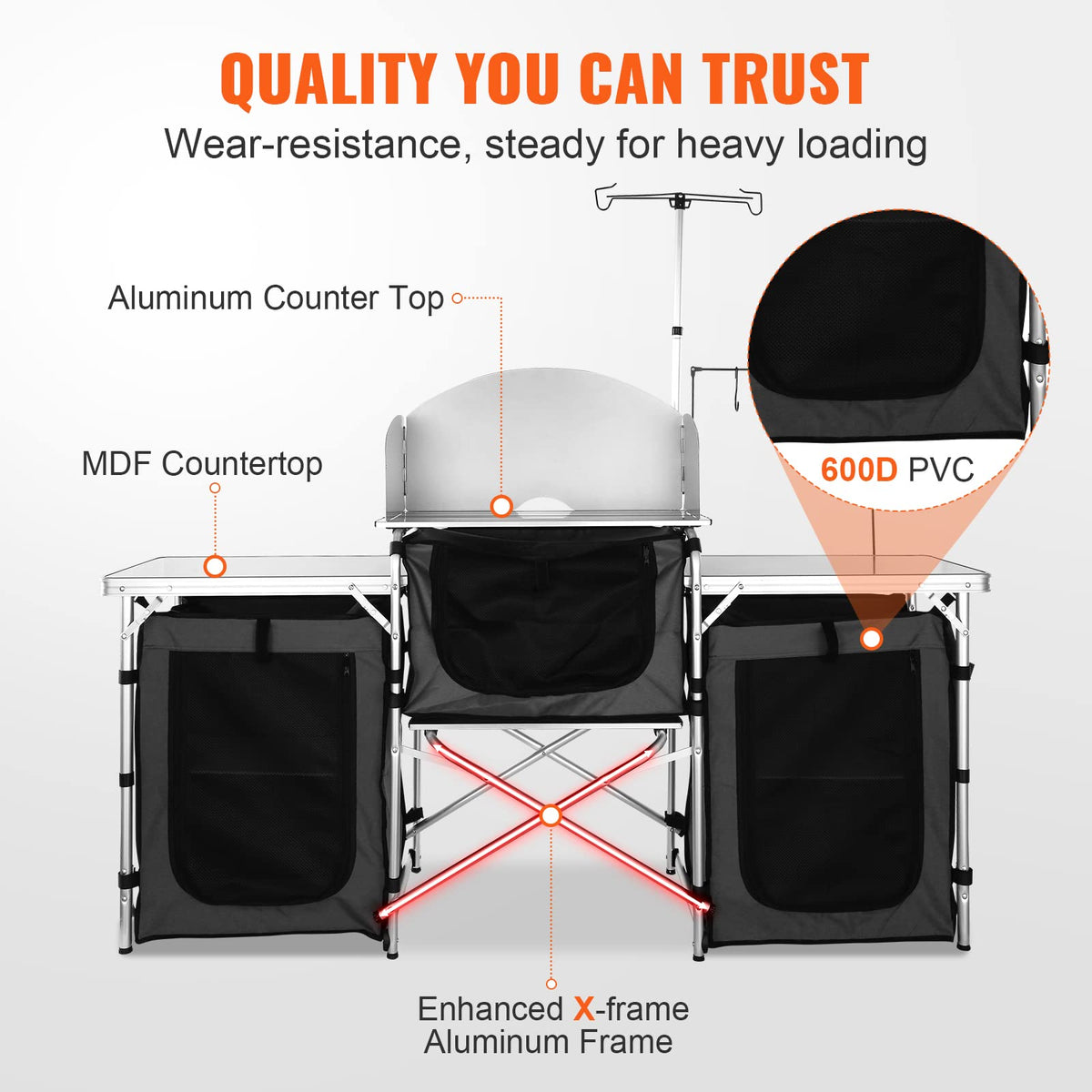 Folding Aluminum Camping Kitchen Table with Storage Bag H92984