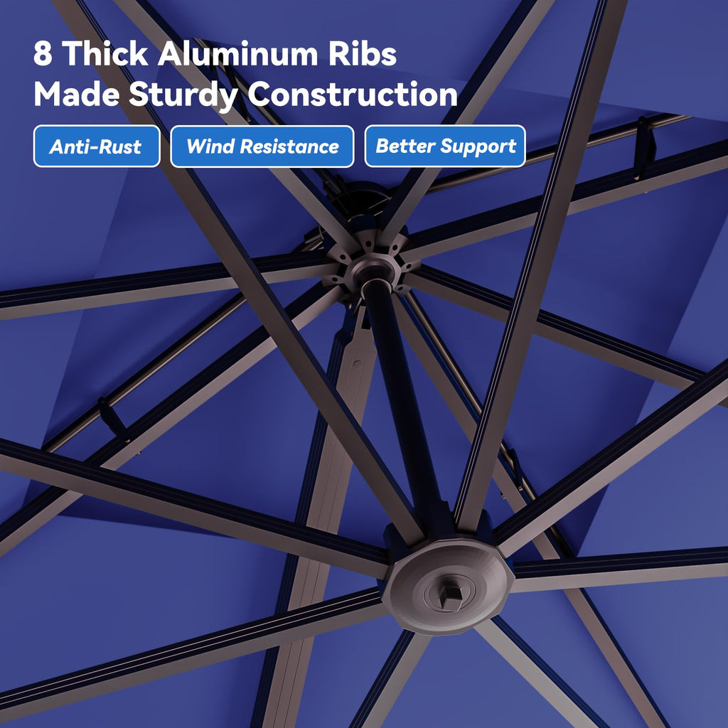 10x13FT Navy Blue Double Top Cantilever Patio Umbrella E865466