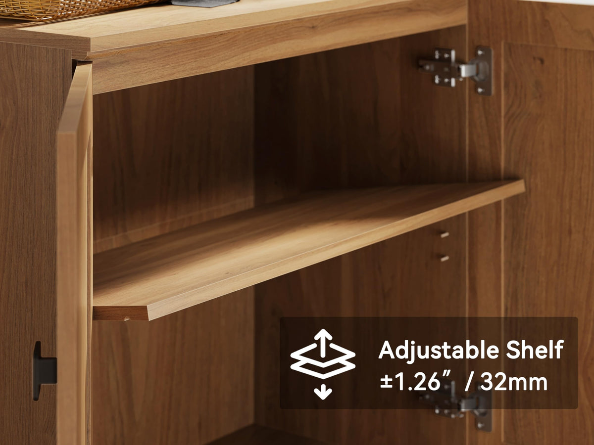 Oak Buffet Sideboard Cabinet with Adjustable Shelves U2842