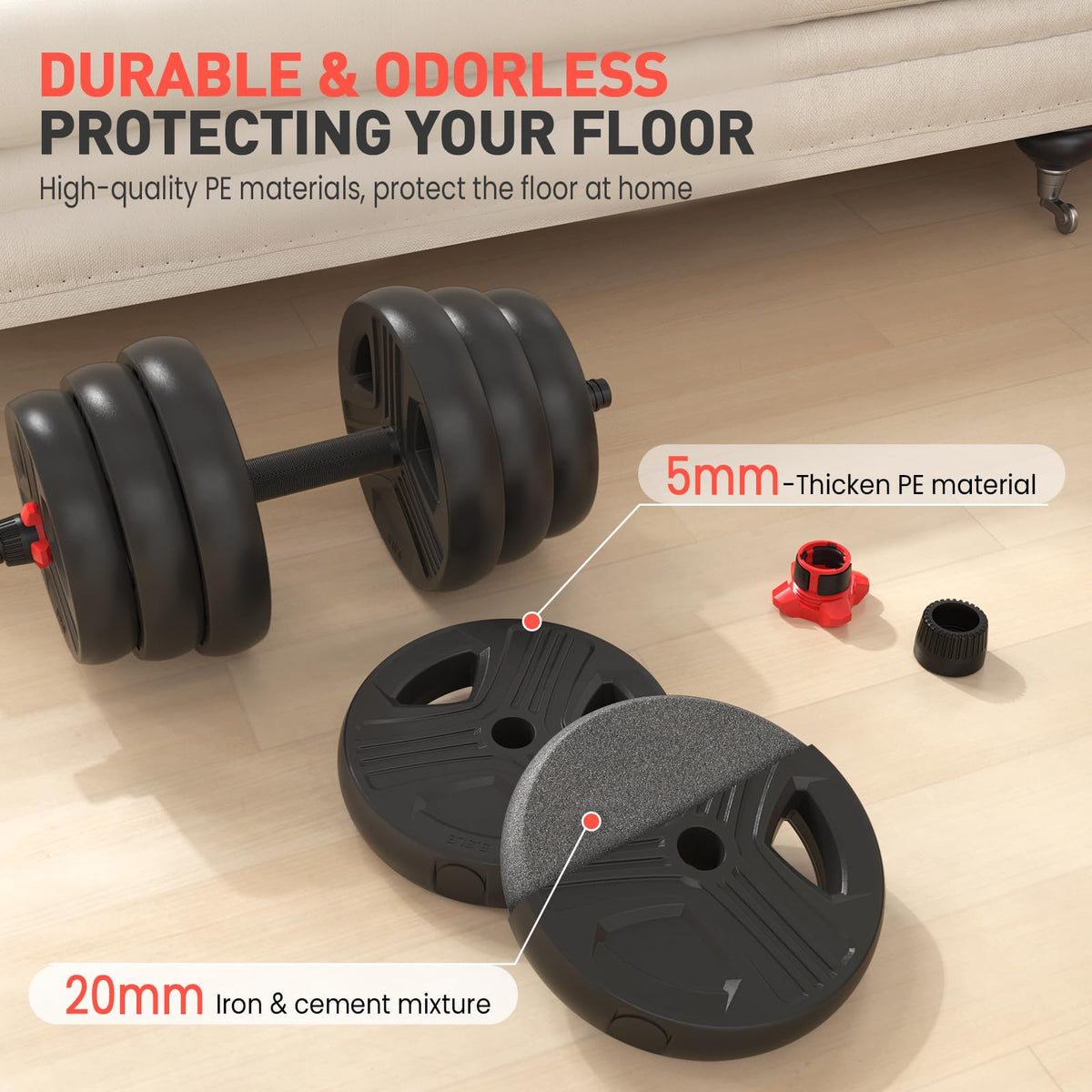 Adjustable Dumbbell Set 20/30/40/60/80 lb Free Weight Set C7660