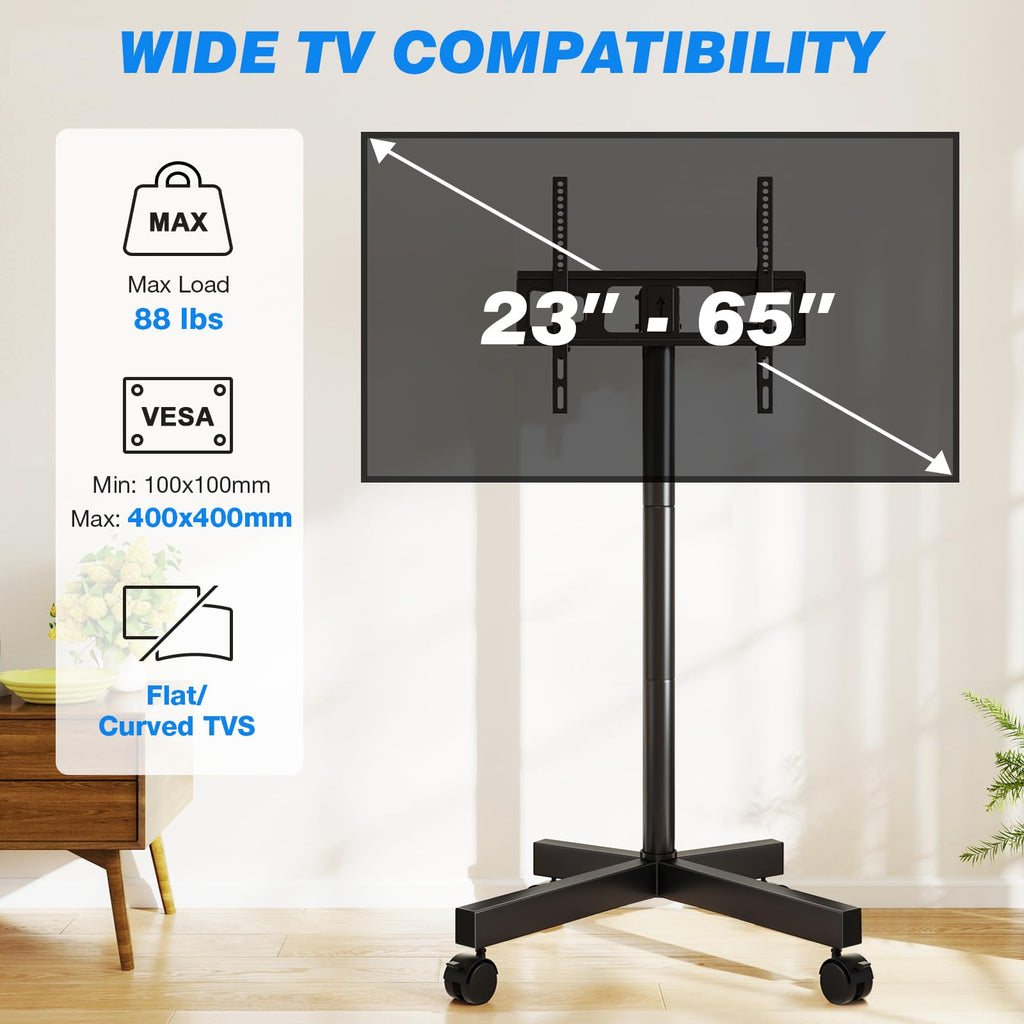 Mobile TV Cart Rolling TV Stand for 23-65 Inch Screens W989678