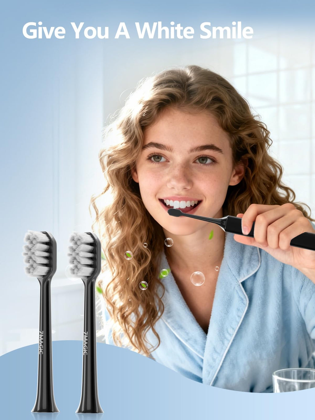 Electric Toothbrush Replacement Brush Heads 2-Pack Black N398032