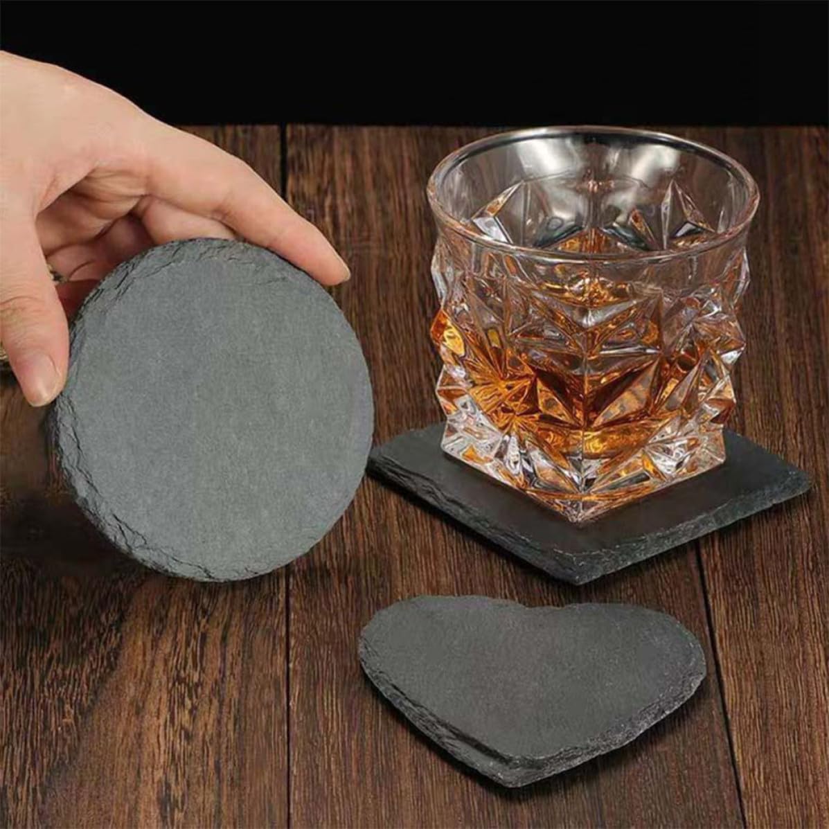 12 Pc Natural Stone Square Drink Coasters V390