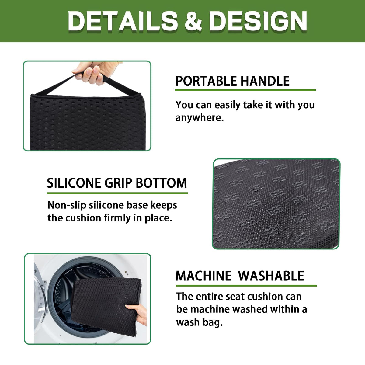 3D Mesh Fabric Portable Stadium Seat Cushion R5174