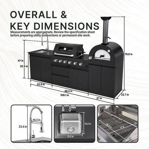 106" Propane BBQ Grill with Pizza Oven K4421