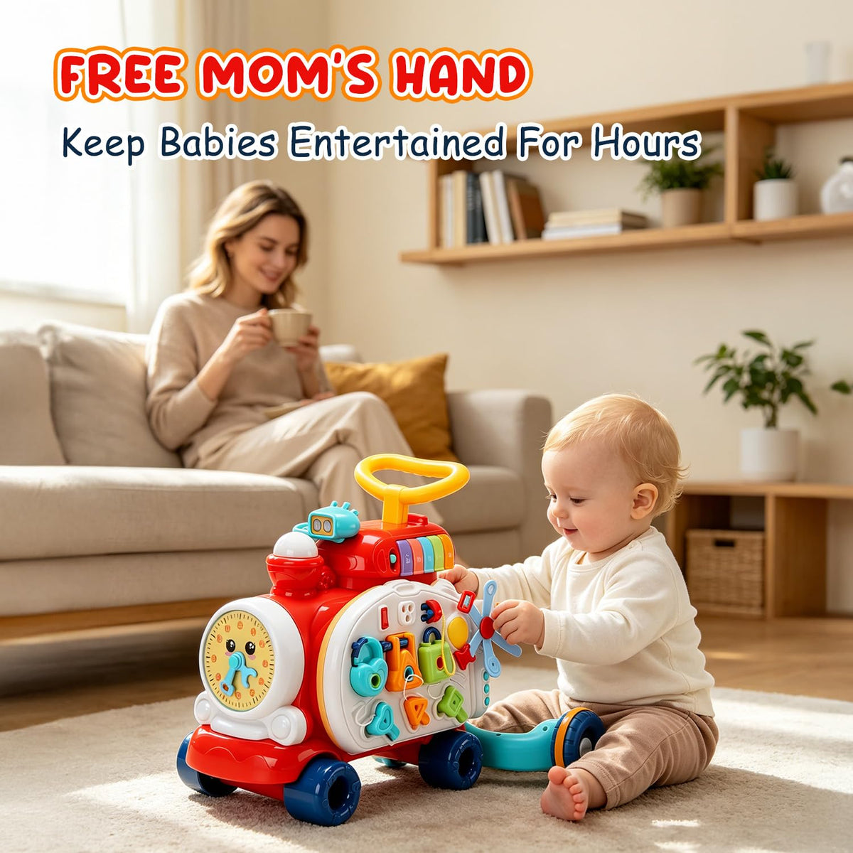Baby Push Walker Toddler Walking Toy with Busy Board V56523