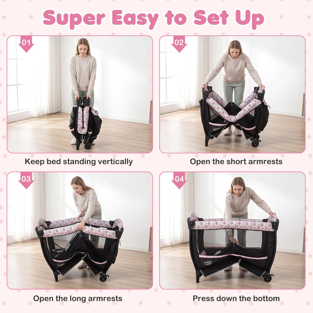 4 in 1 Pack and Play Portable Baby Playard with Bassinet P486