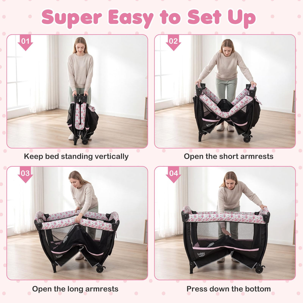 4 in 1 Pack and Play Portable Baby Playard with Bassinet P486