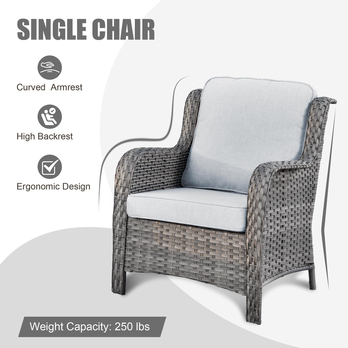 5 Piece Wicker Sofa Set with Fire Pit Table X929