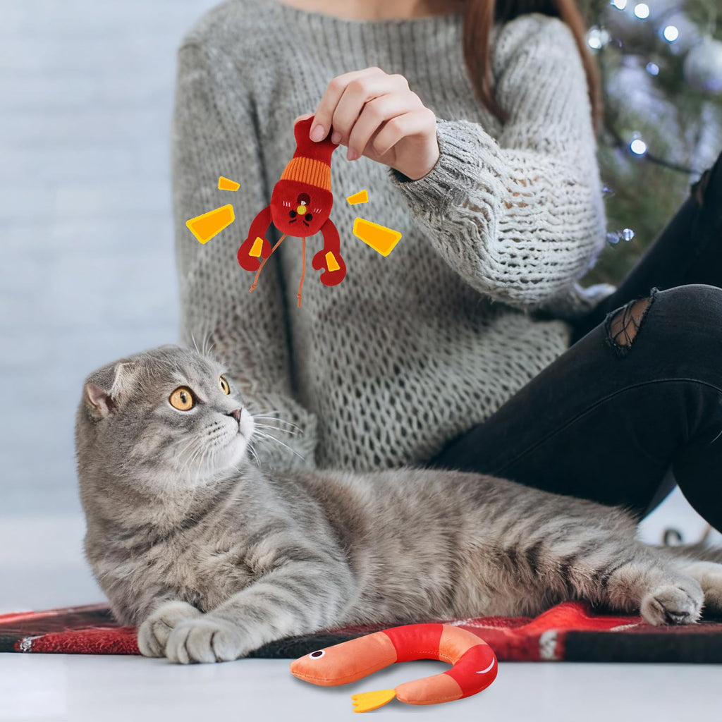2 Pcs Catnip Plush Cat Toys with Bells V271210