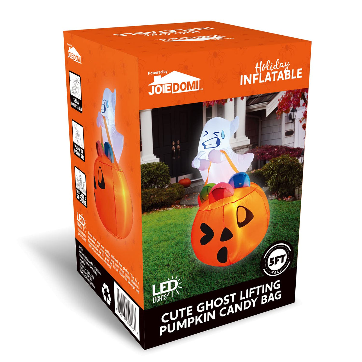 5 FT Halloween Inflatable Ghost with Build-in LEDs C9859