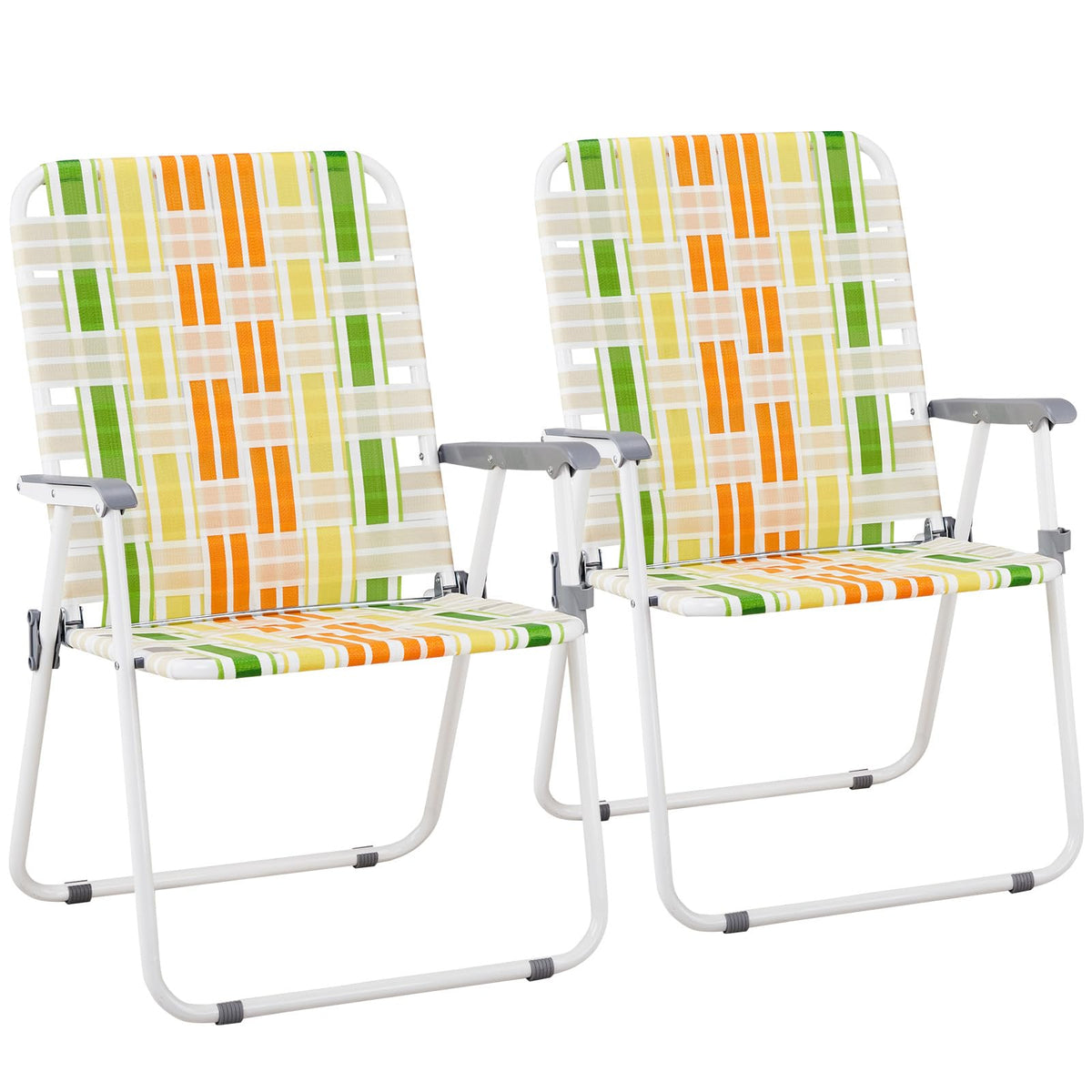 Yellow & Green Set of 2 Oversized Foldable Beach Chairs P2412