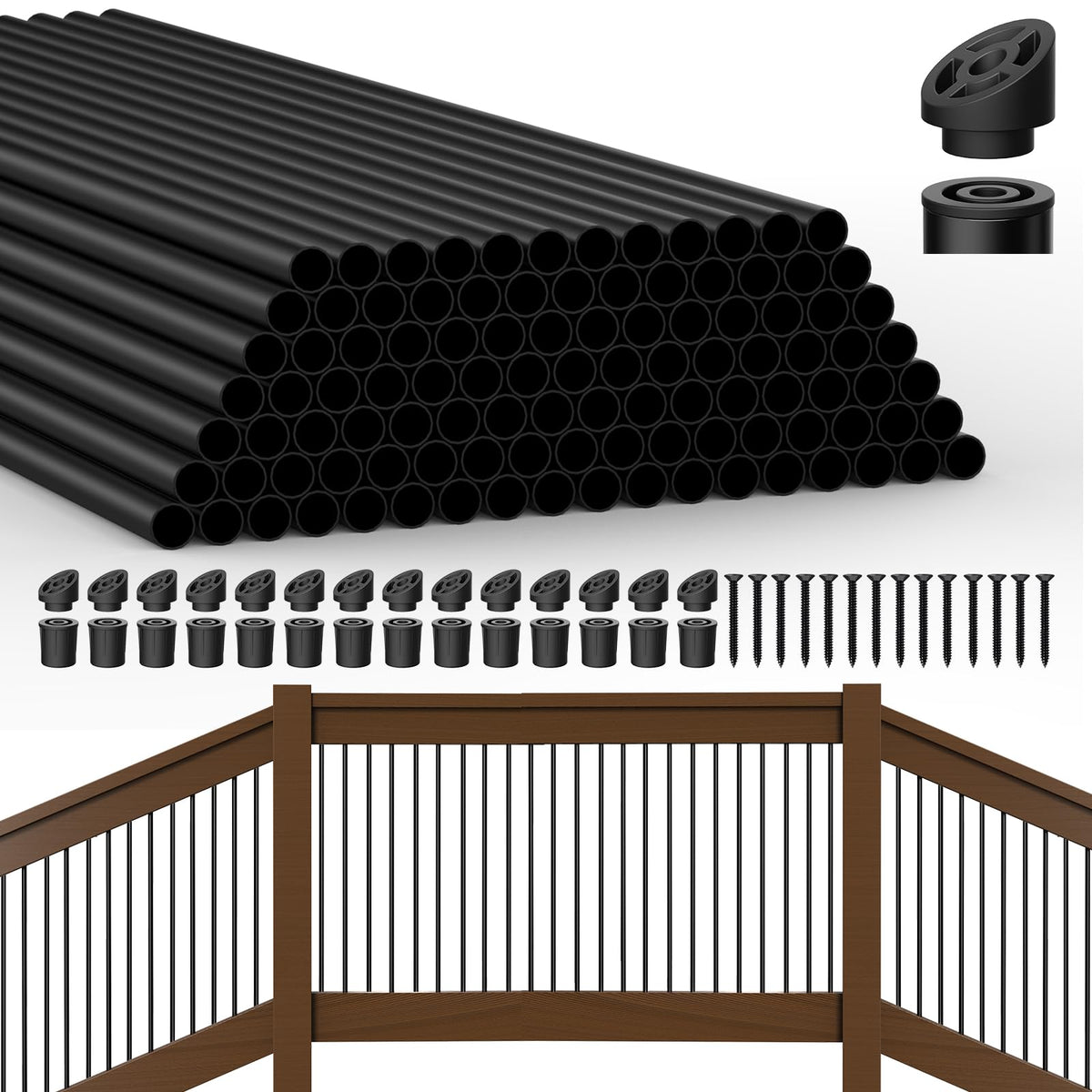 105 Pack 26" Black Aluminum Deck Balusters R16966
