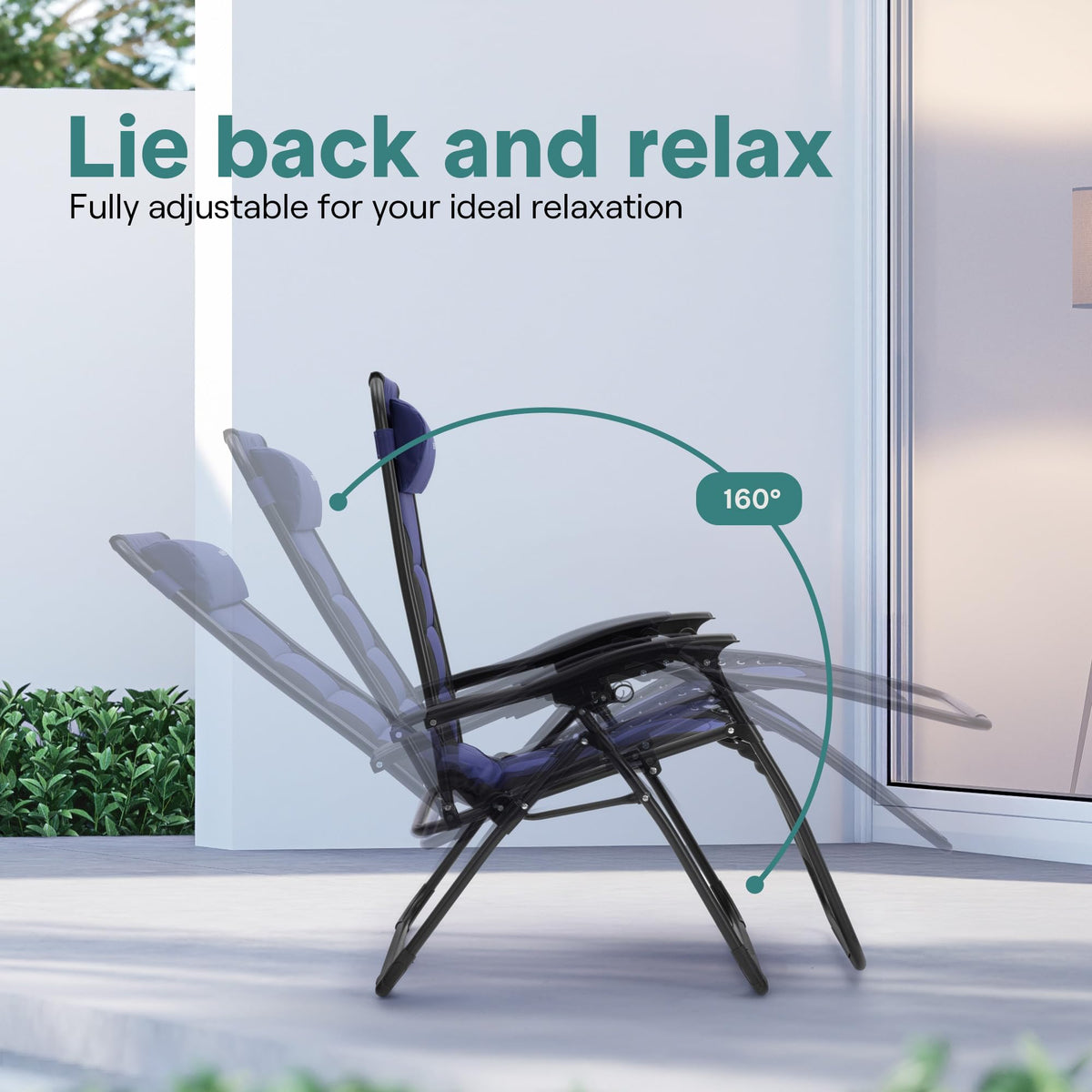Foldable Adjustable Zero Gravity Lounge Chair with Cup Holder and Side Table J1265