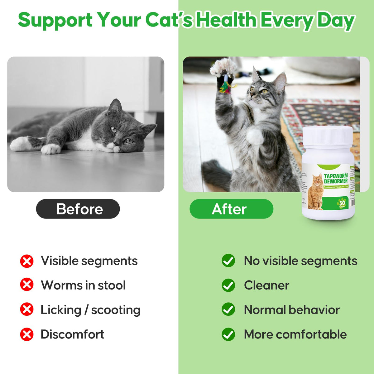 Cat Tapeworm Dewormer Tablets 50 Tablets T292