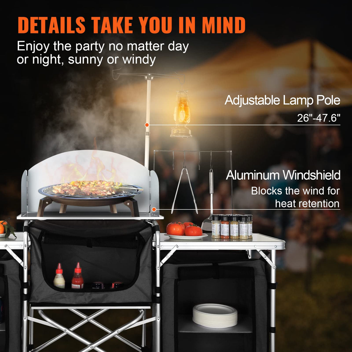Folding Aluminum Camping Kitchen Table with Storage Bag H92984