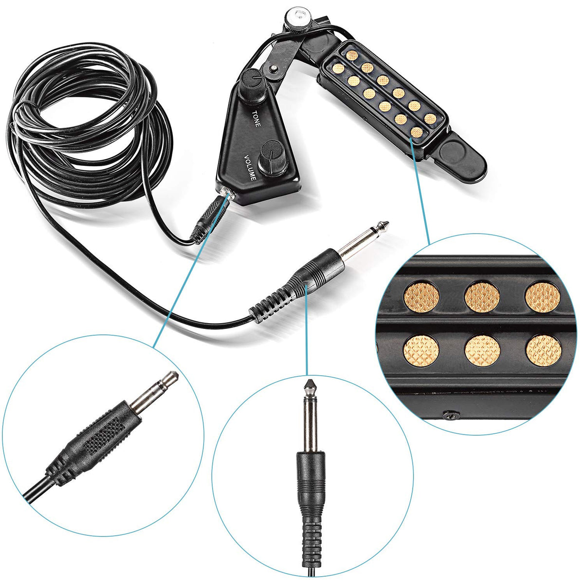 12 SoundHole Acoustic Guitar Pickup with Tone and Volume Control N28909