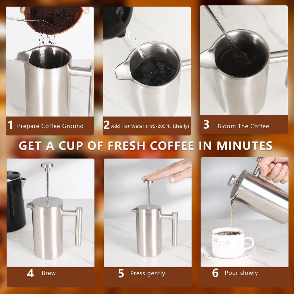 34 OZ Stainless Steel French Press I966090
