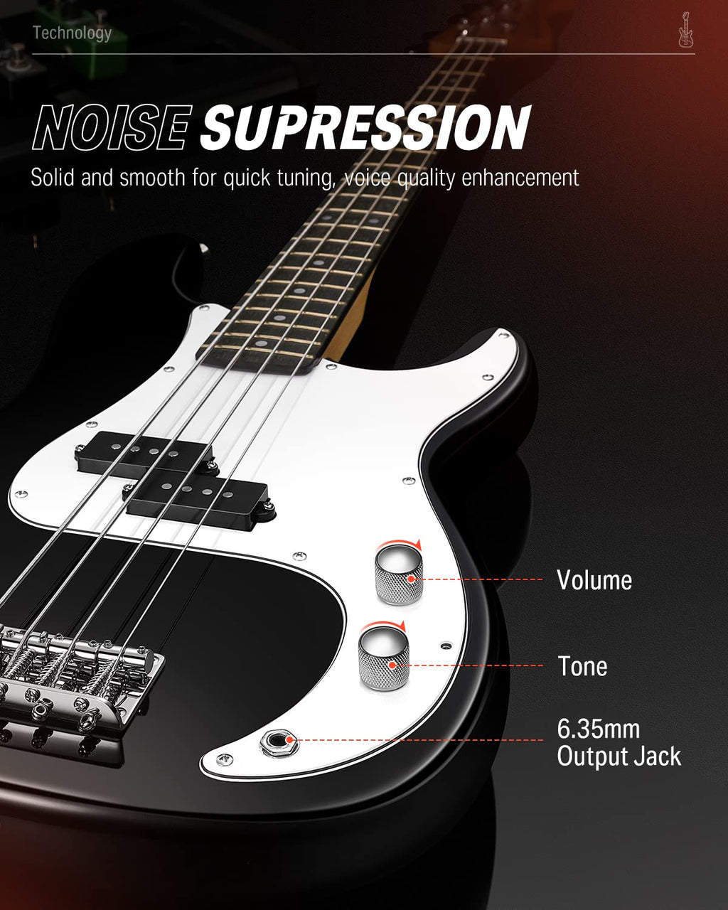 Electric Bass 4 Strings Full-Size Guitar Kit PB-Style Black M831