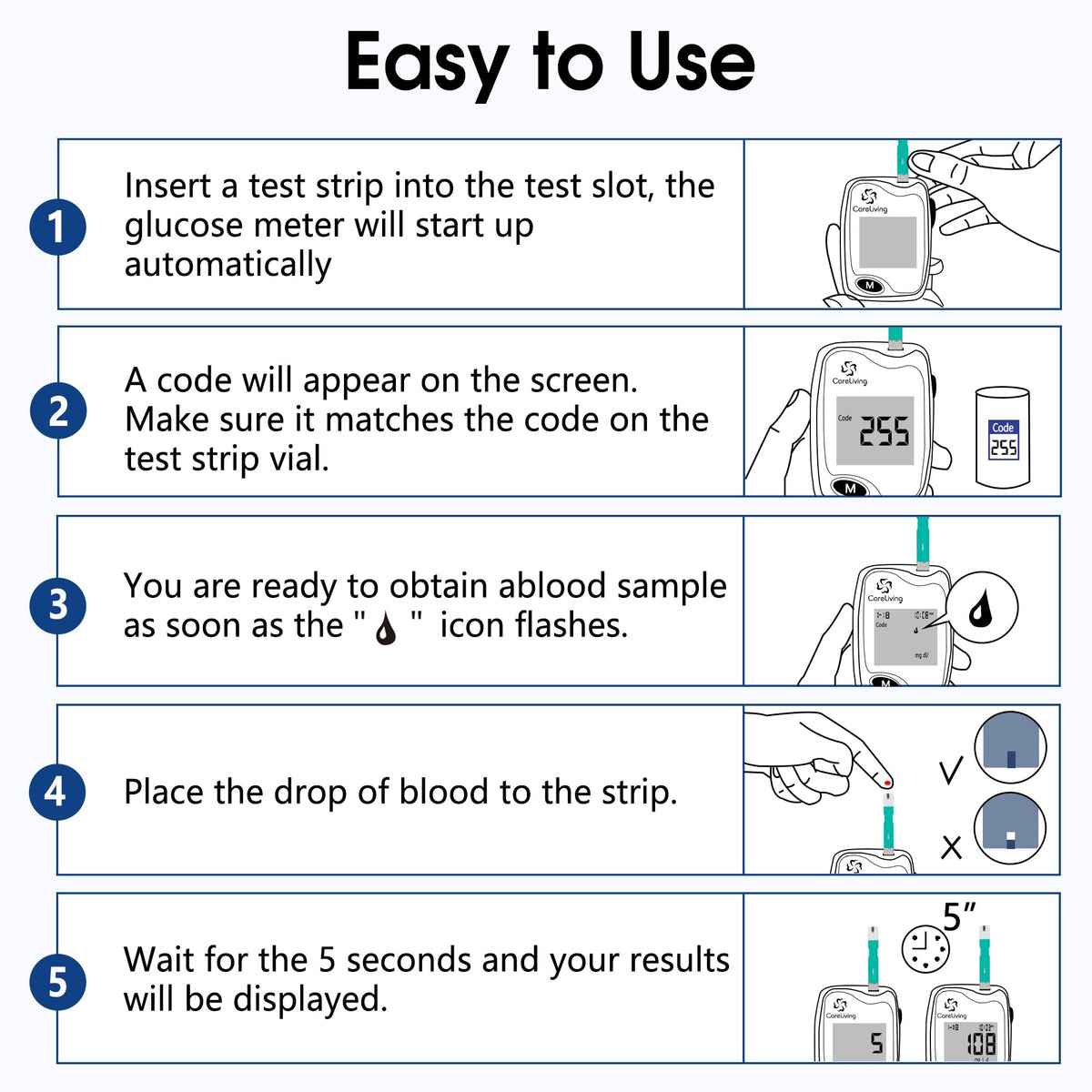 Blood Glucose Monitor Kit with 100 Test Strips and 100 Lancets S45065