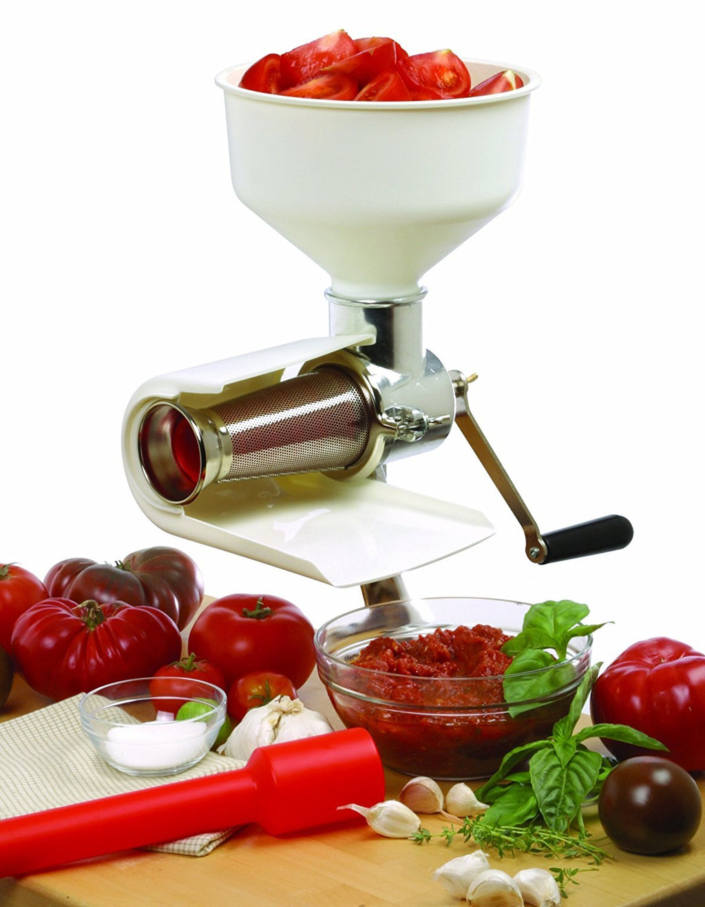White Food Strainer and Sauce Maker E6689