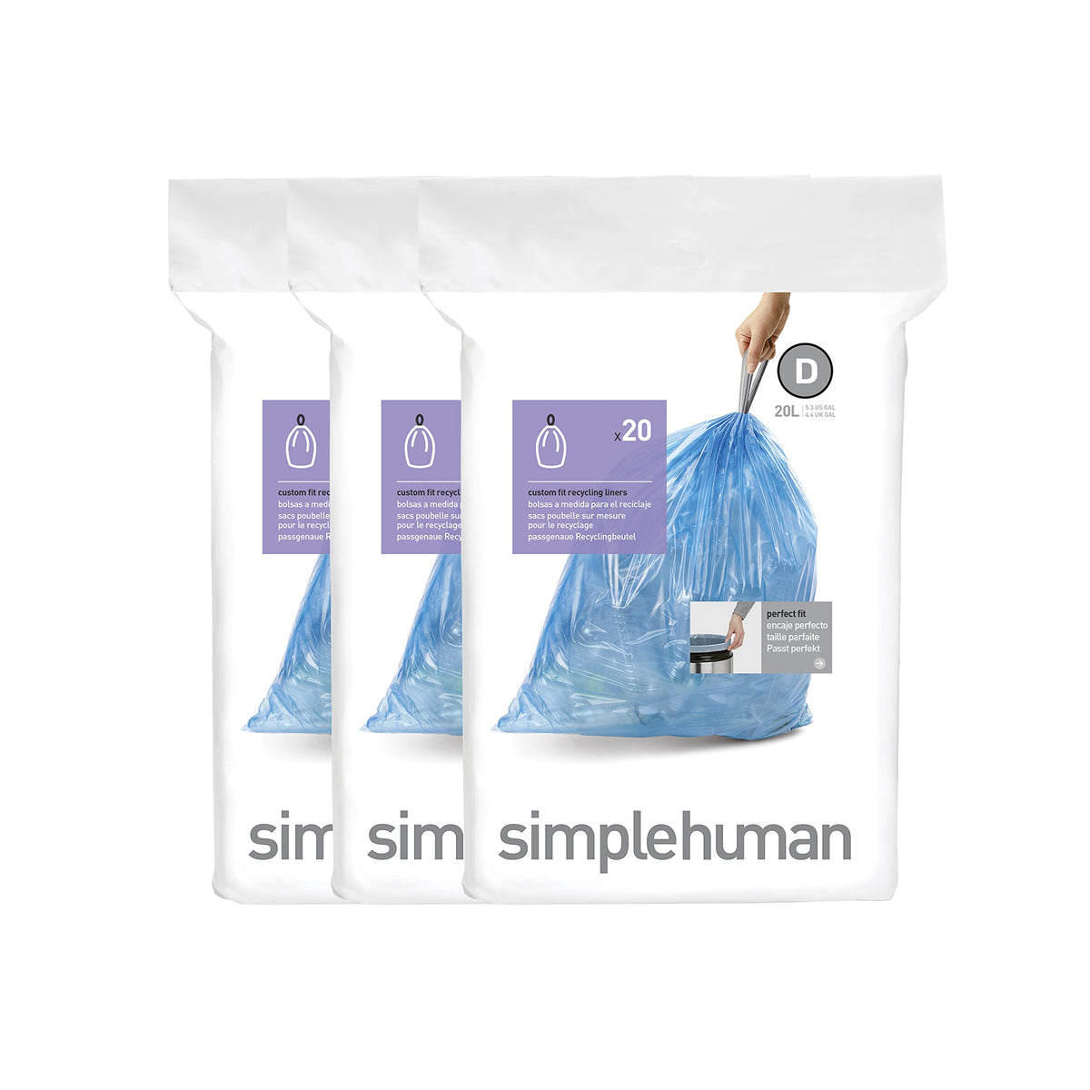 60 Count Drawstring Trash Bags, 20 Liter / 5.3 Gallon O949101