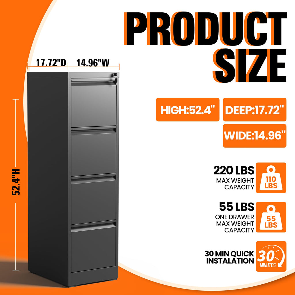 4 Drawer File Cabinet with Lock B537