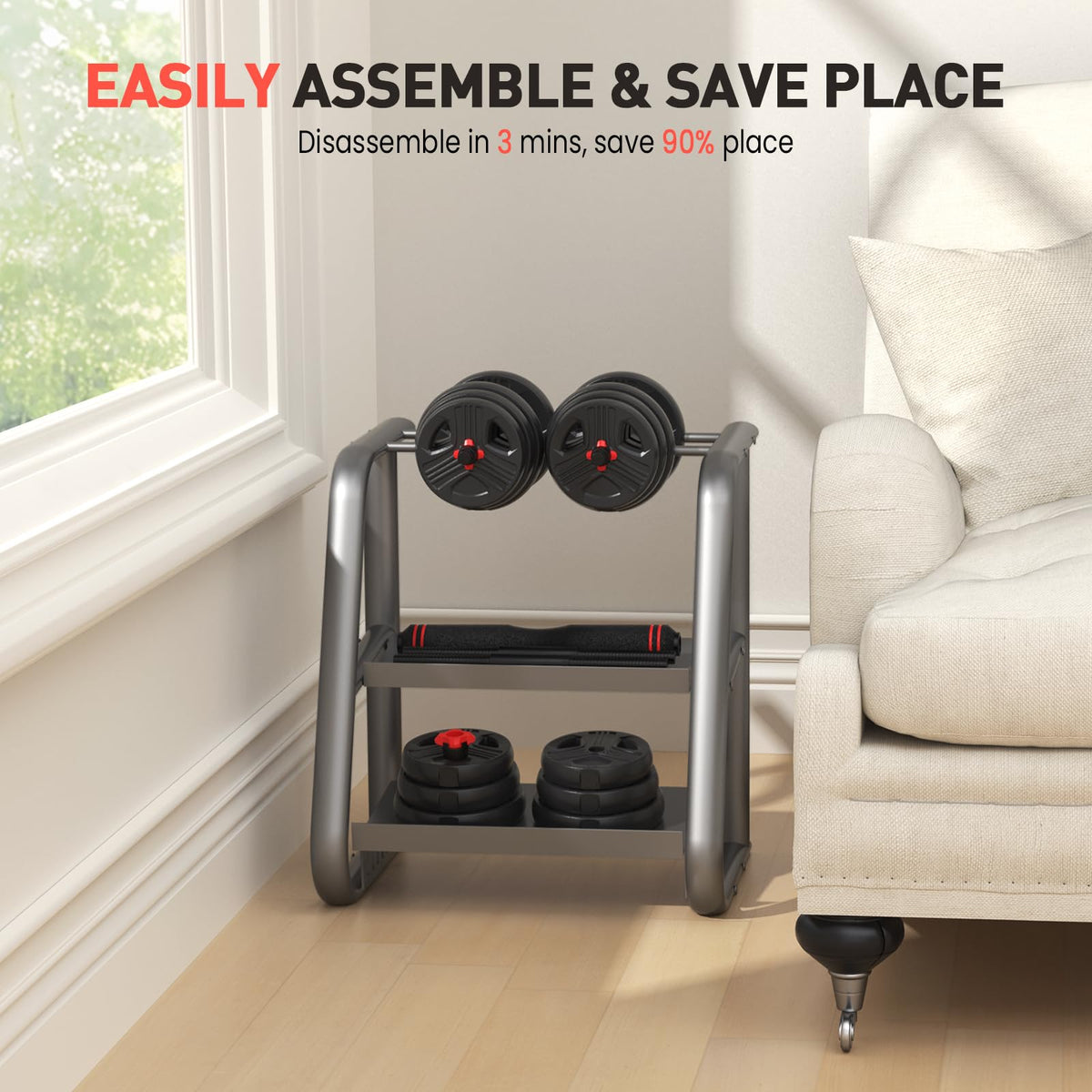 Adjustable Dumbbell Set 20/30/40/60/80 lb Free Weight Set C7660