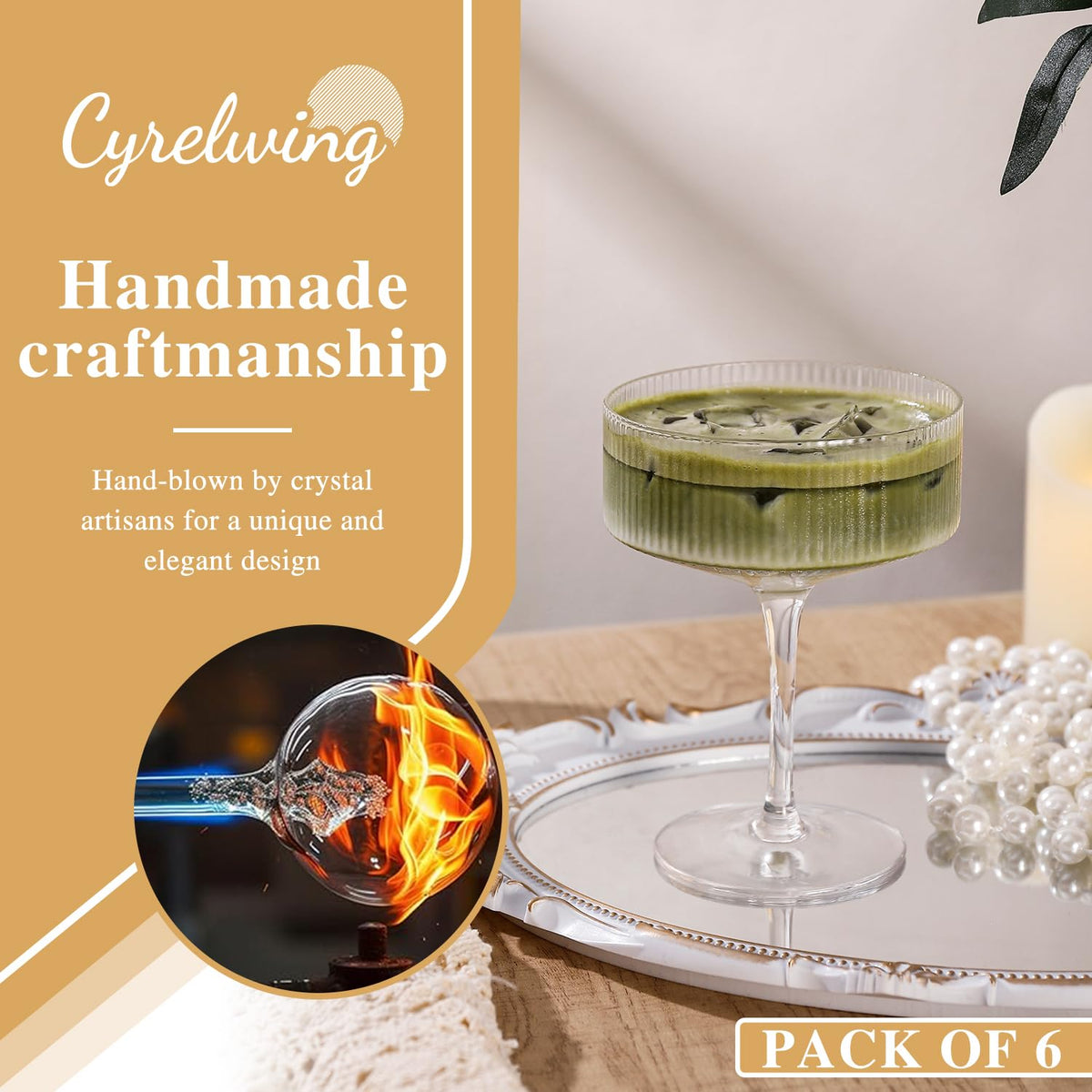 Ribbed Martini Glasses Set of 6 Z17974