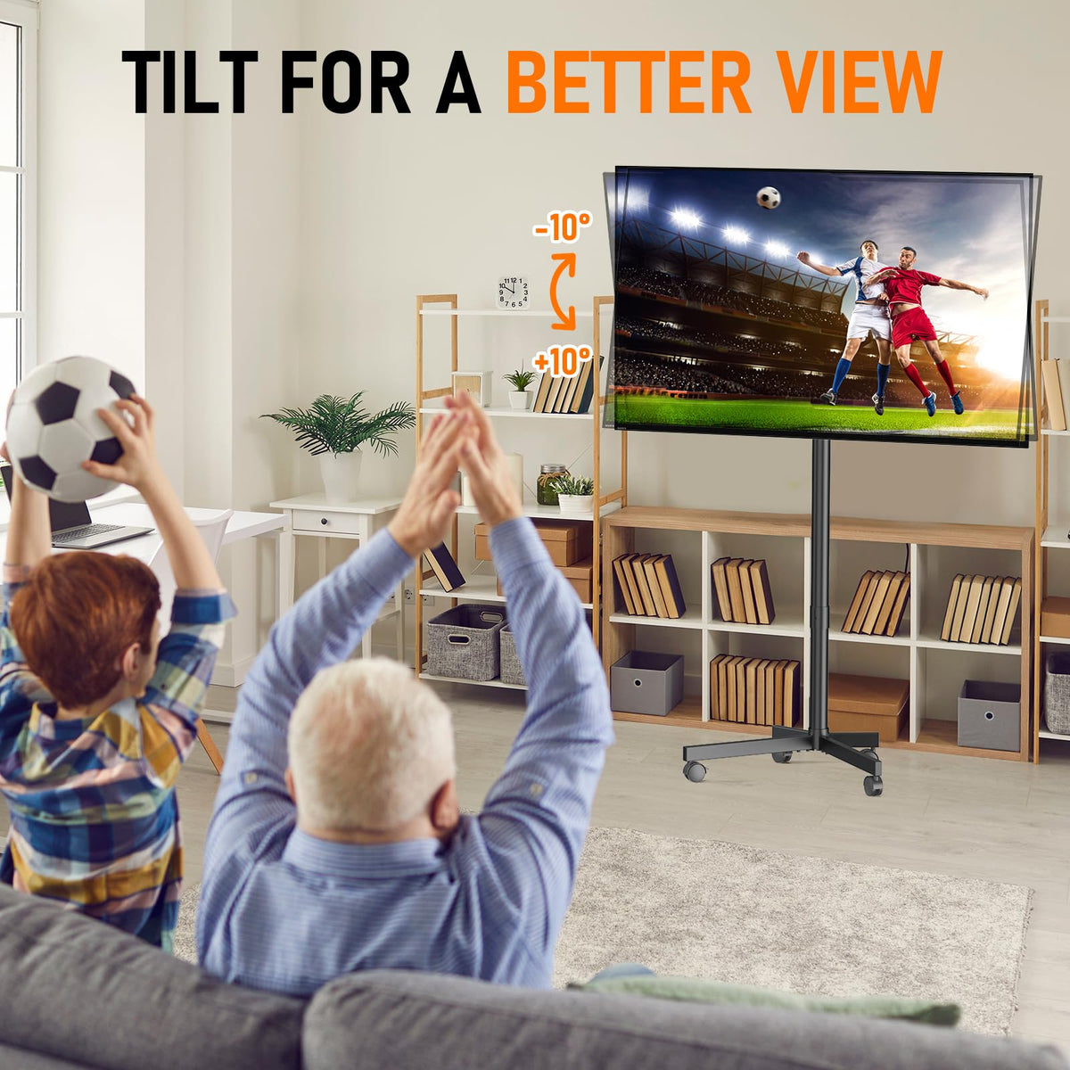 Rolling TV Stand with Locking Wheels, Black P6744