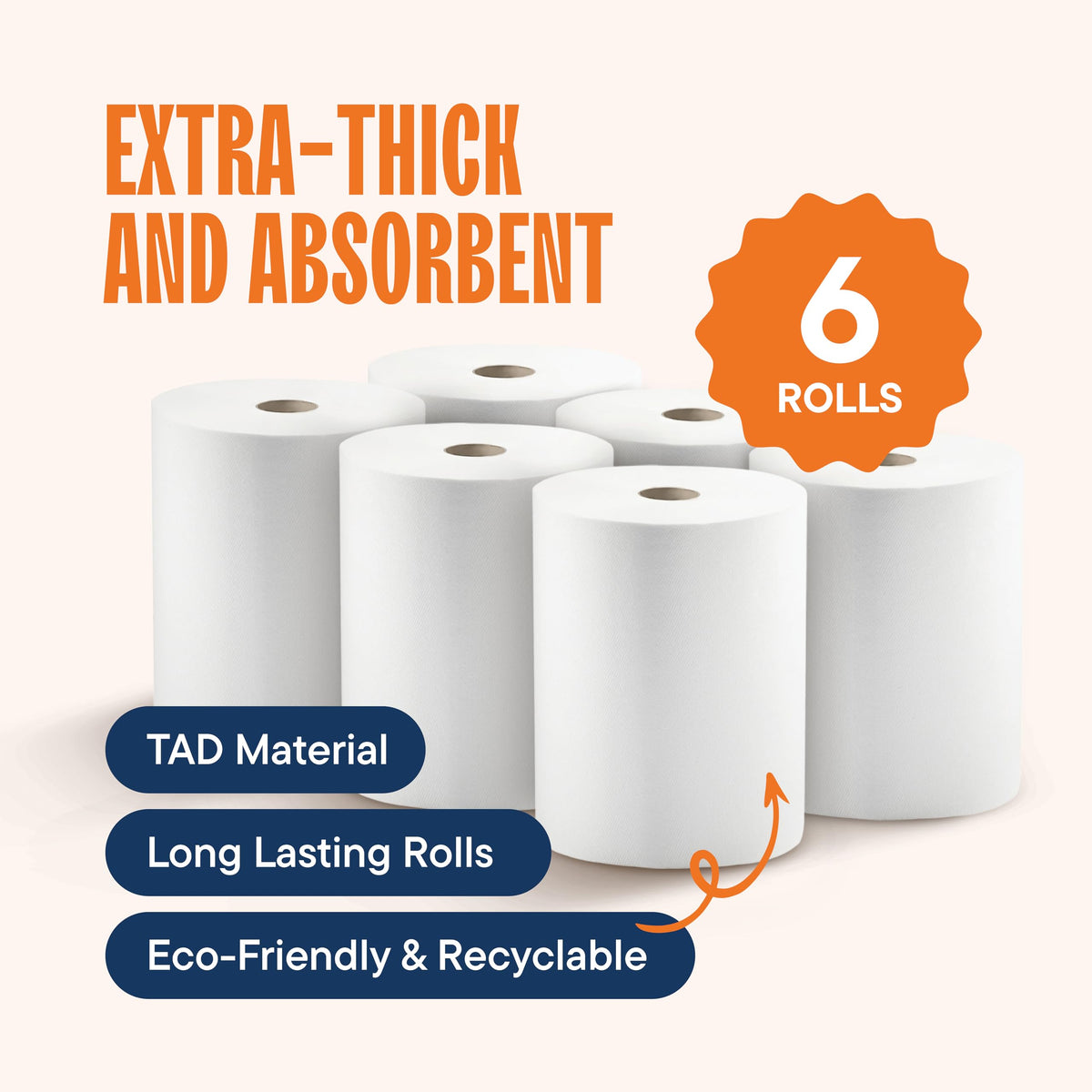 10 x 800 White Paper Towel Rolls 6 Pack G926719