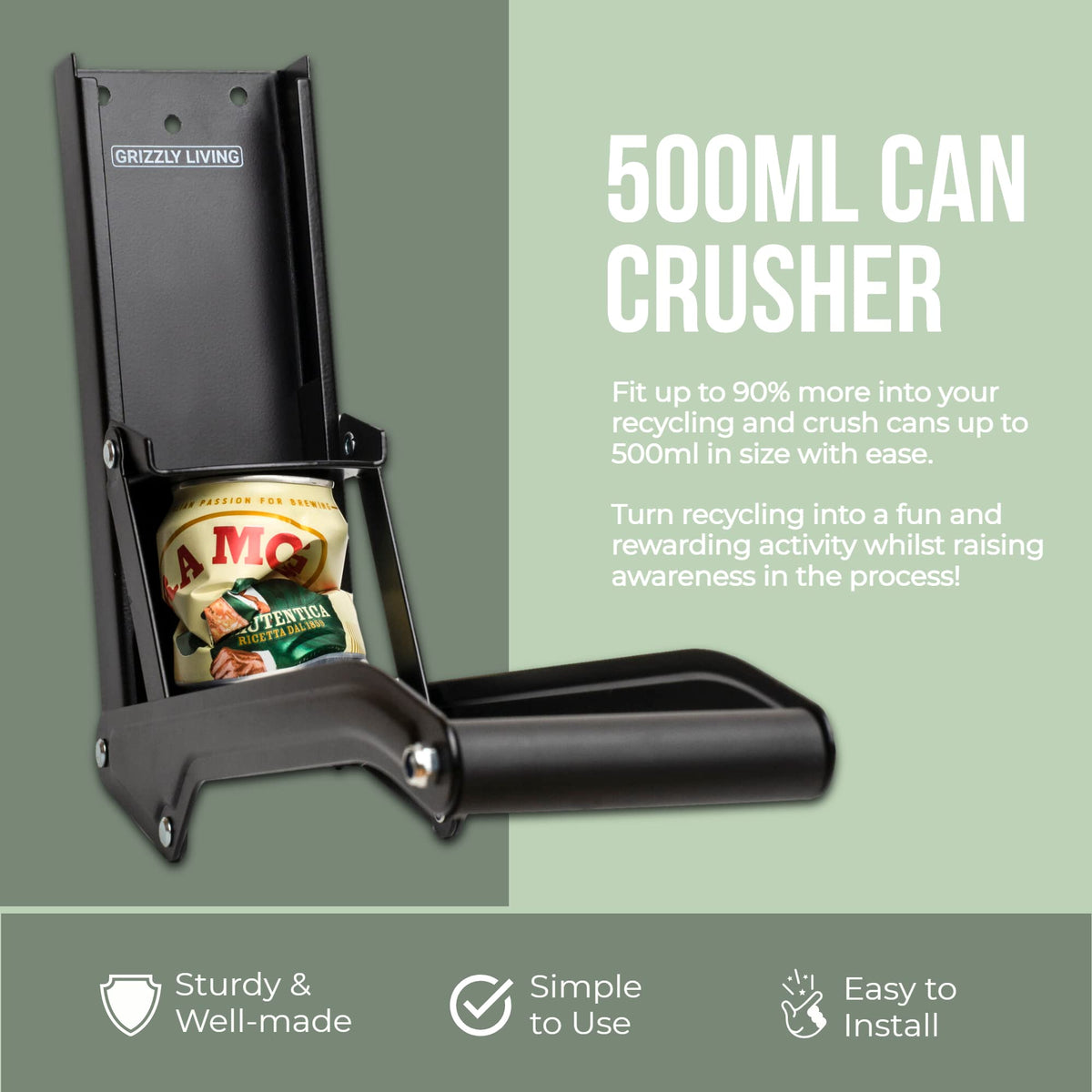 Heavy Duty Wall Mounted Can Crusher for 12-16oz Cans C33314